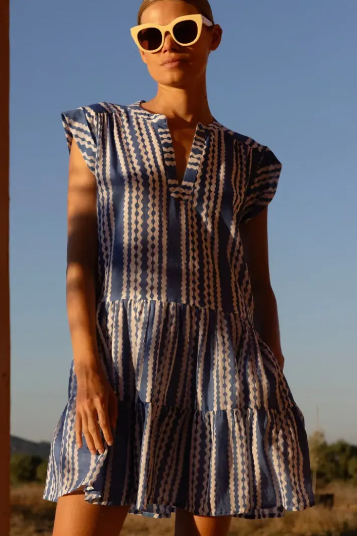 New Roll Sleeve- Ziggy Blue Short & Mini Dresses|Dresses