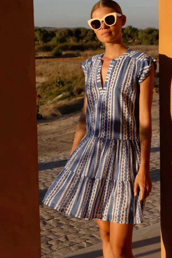 New Roll Sleeve- Ziggy Blue Short & Mini Dresses|Dresses