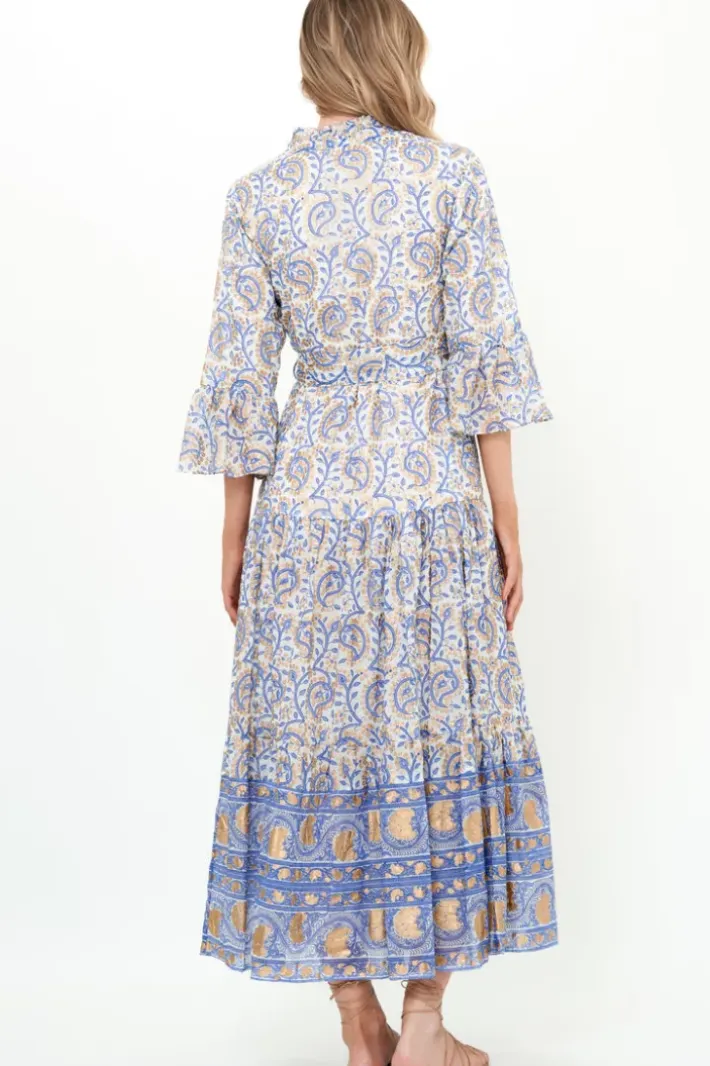 Online Ruffle Collar Bell Maxi- Marseille Blue Maxis|Dresses