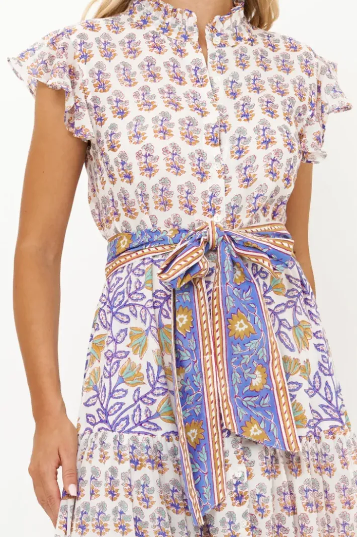 Ruffle Collar Button Maxi- Napa Blue Maxis|Dresses