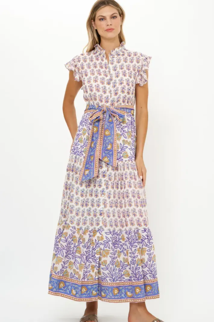 Ruffle Collar Button Maxi- Napa Blue Maxis|Dresses