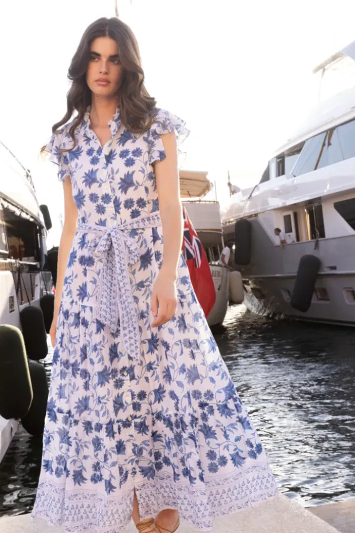 Best Ruffle Collar Button Maxi- Marion Blue Maxis|Dresses