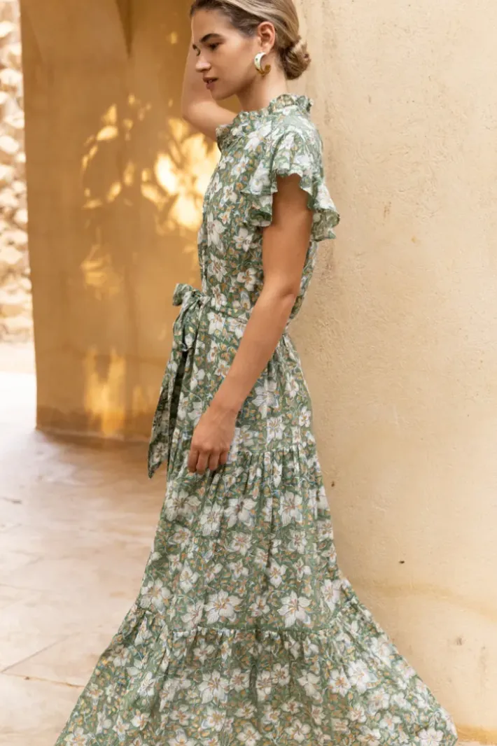 Sale Ruffle Collar Button Maxi- Ivy Olive Maxis|Dresses