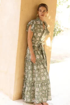 Sale Ruffle Collar Button Maxi- Ivy Olive Maxis|Dresses
