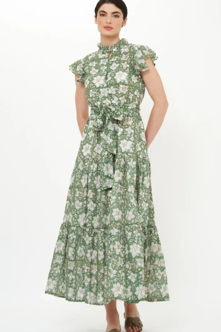 Sale Ruffle Collar Button Maxi- Ivy Olive Maxis|Dresses
