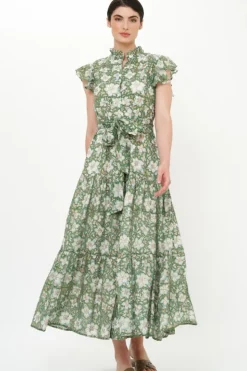Sale Ruffle Collar Button Maxi- Ivy Olive Maxis|Dresses