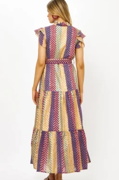 New Ruffle Collar Button Maxi- Torino Blue Maxis