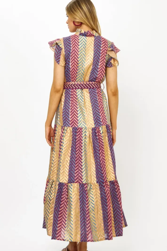 New Ruffle Collar Button Maxi- Torino Blue Maxis