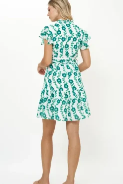 Discount Ruffle Collar Button Mini- Toscana Green Short & Mini Dresses|Dresses