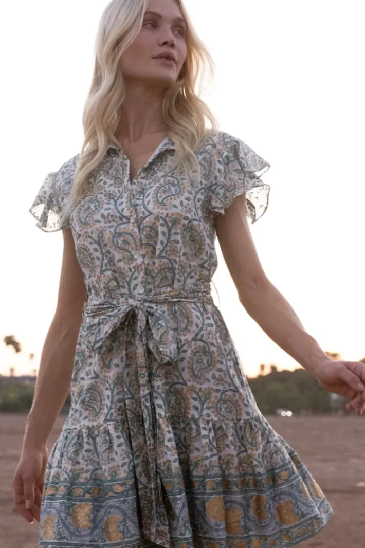 Best Ruffle Collar Button Mini- Marseille Green Short & Mini Dresses|Dresses