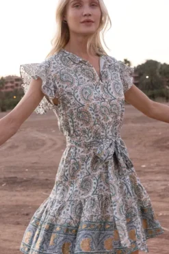 Best Ruffle Collar Button Mini- Marseille Green Short & Mini Dresses|Dresses