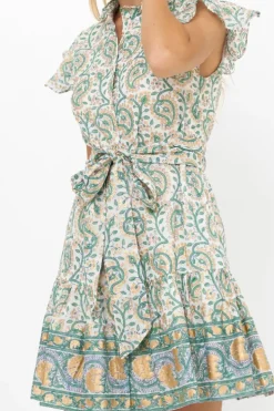 Best Ruffle Collar Button Mini- Marseille Green Short & Mini Dresses|Dresses