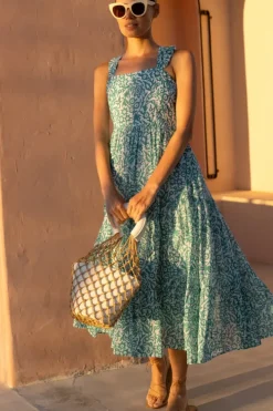 Ruffle Cross Back Midi- Cypress Jade Dresses
