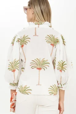 New Ruffle Front Button Blouse- Canary Green Tops