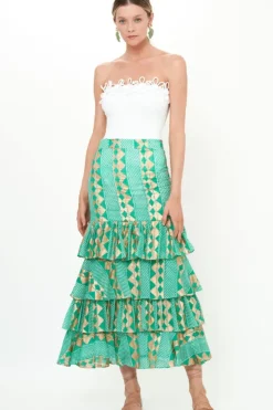 Online Ruffle Maxi Skirt- Ascot Teal Skirts