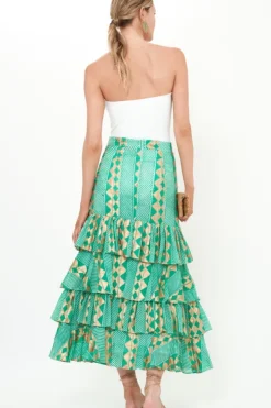 Online Ruffle Maxi Skirt- Ascot Teal Skirts