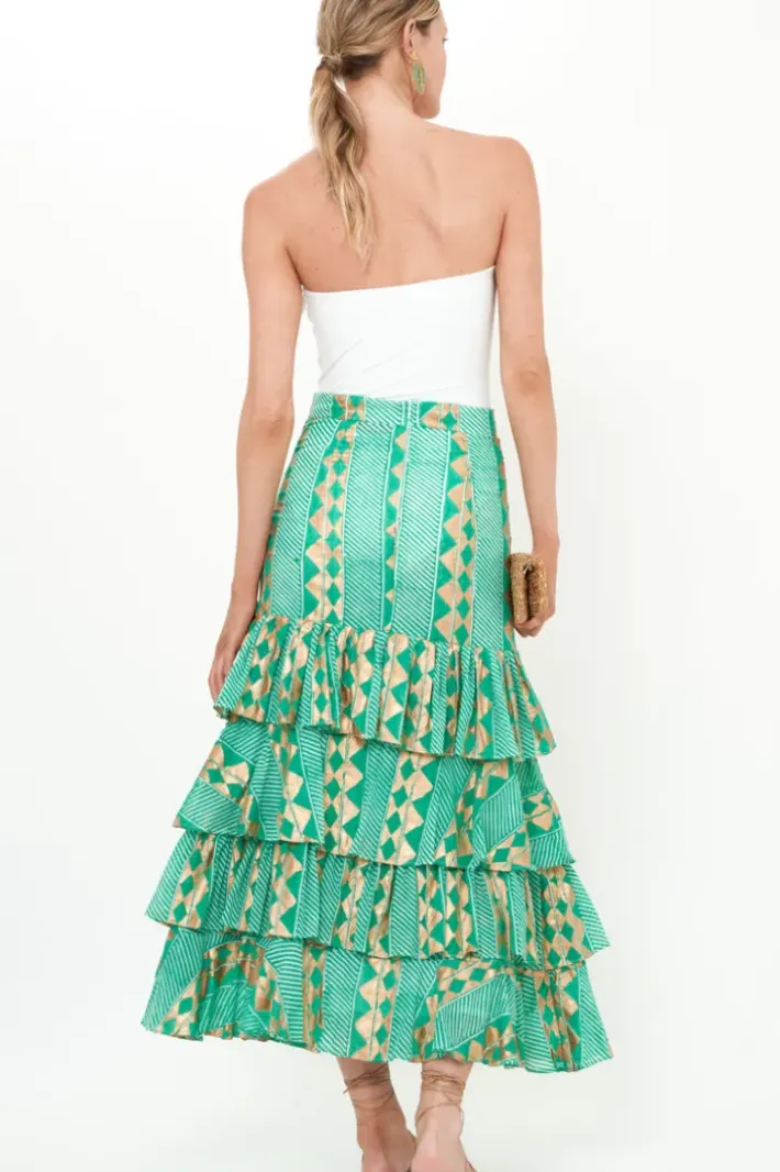Online Ruffle Maxi Skirt- Ascot Teal Skirts