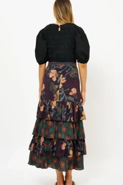 Outlet Ruffle Maxi Skirt- Turin Wine Matching Sets|Skirts