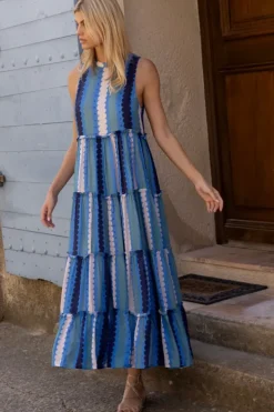 Outlet Ruffle Tiered Maxi- Meko Blue Maxis|Dresses