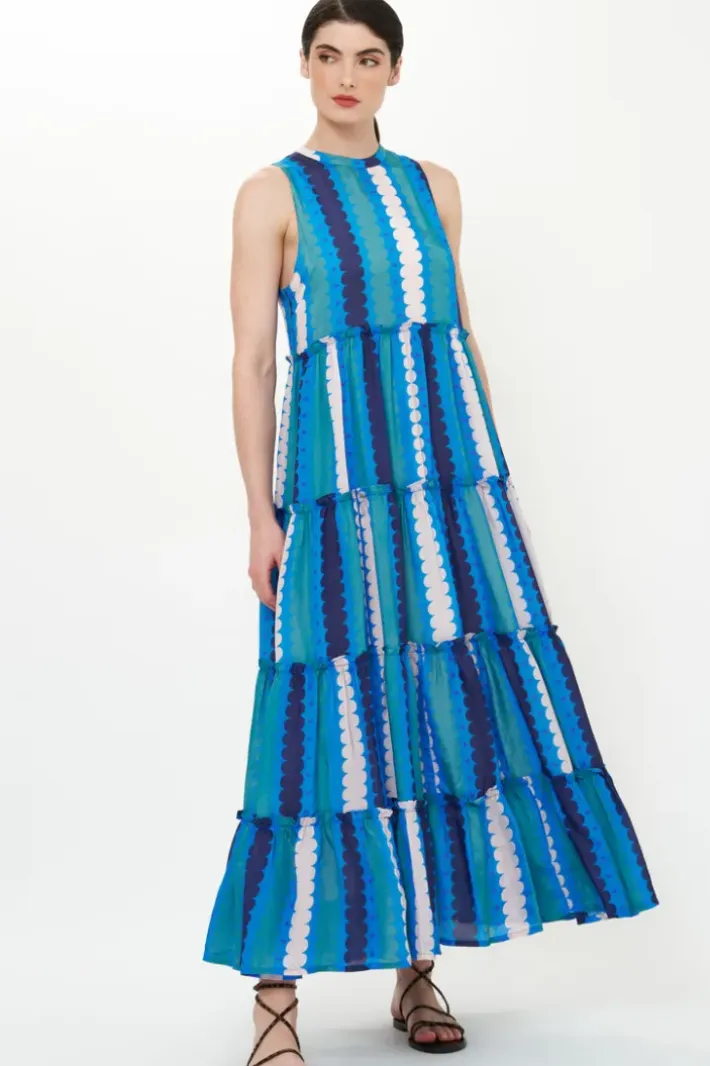Outlet Ruffle Tiered Maxi- Meko Blue Maxis|Dresses