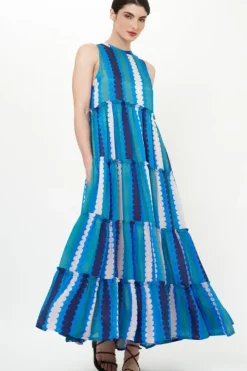 Outlet Ruffle Tiered Maxi- Meko Blue Maxis|Dresses