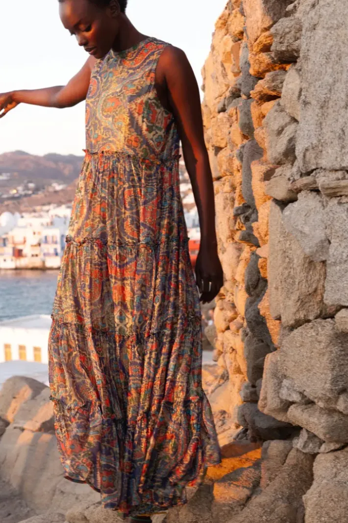 Clearance Ruffle Tiered Maxi- Persia Cobalt Maxis|Dresses