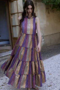 Discount Ruffle Tiered Maxi- Torino Blue Maxis