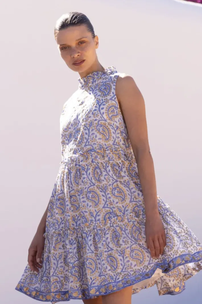 Best Ruffle Tiered Short- Marseille Blue Short & Mini Dresses|Dresses