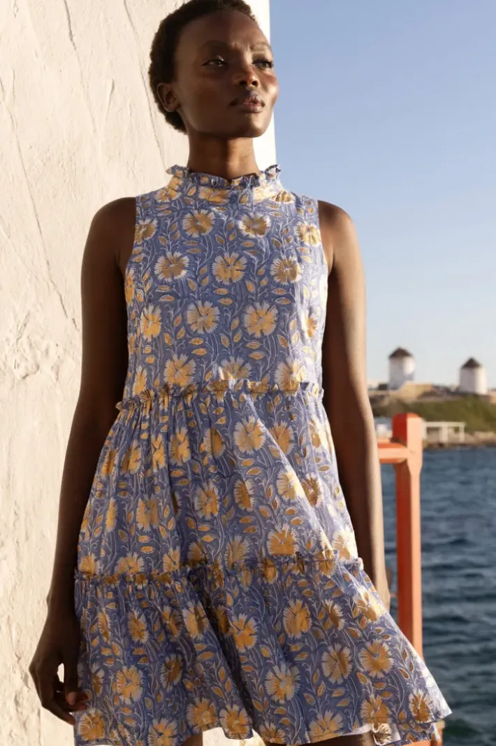 New Ruffle Tiered Short- Mughal Blue Short & Mini Dresses|Dresses