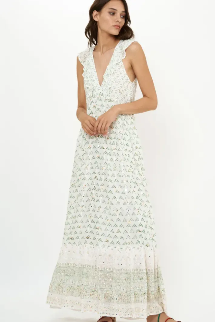 New Ruffle V-Neck Maxi- Juniper Olive Maxis|Dresses