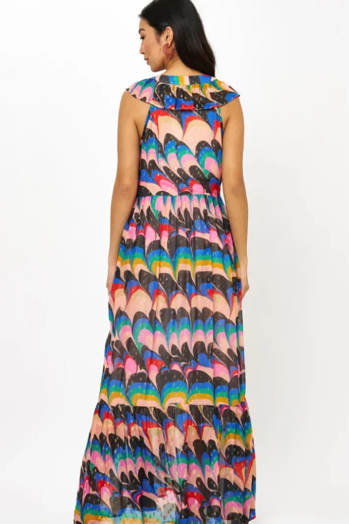 Outlet Ruffle V-Neck Maxi- Venice Blue Maxis