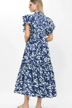 New Scallop Pintuck Maxi- Acadia Navy Maxis|Dresses