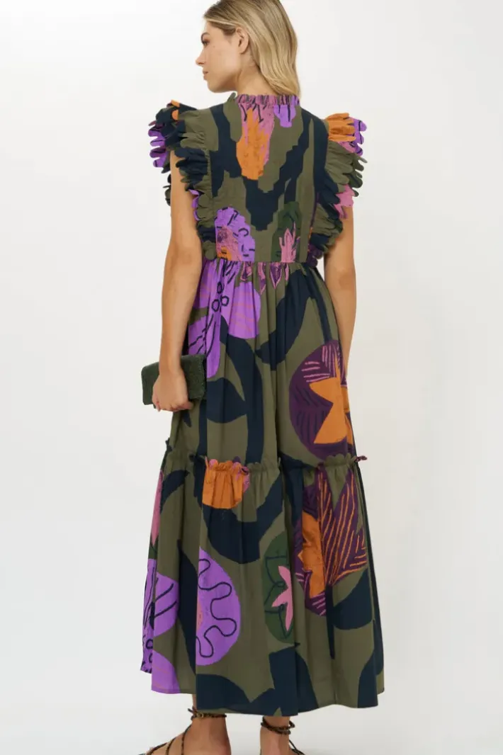 Online Scallop Pintuck Maxi- Bergen Olive Maxis|Dresses