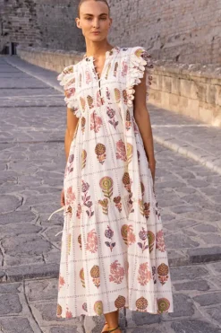 Clearance Scallop Pintuck Maxi- Taormina Cream Dresses|Maxis
