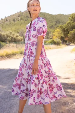 Outlet Scoop Tiered Midi- Pretoria Pink Midis|Dresses