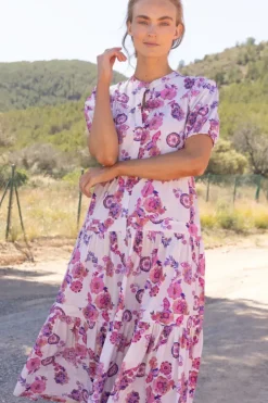 Outlet Scoop Tiered Midi- Pretoria Pink Midis|Dresses