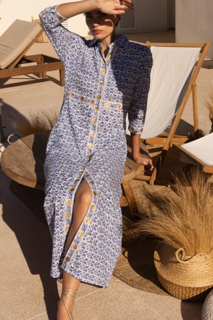 Sale Shirt Dress Maxi- Veranda Blue Maxis|Dresses