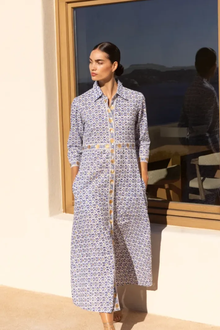 Sale Shirt Dress Maxi- Veranda Blue Maxis|Dresses