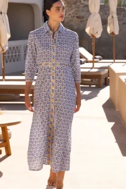 Sale Shirt Dress Maxi- Veranda Blue Maxis|Dresses