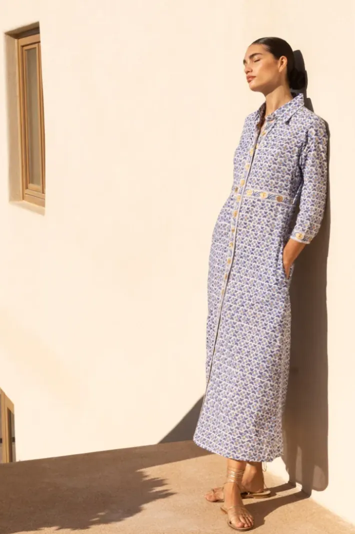 Sale Shirt Dress Maxi- Veranda Blue Maxis|Dresses