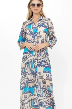 New Shirt Dress Midi- Roma Blue Midis|Dresses