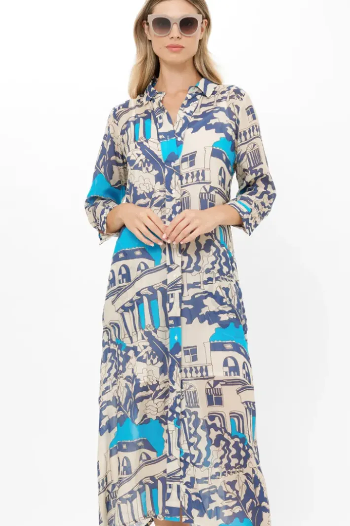 New Shirt Dress Midi- Roma Blue Midis|Dresses