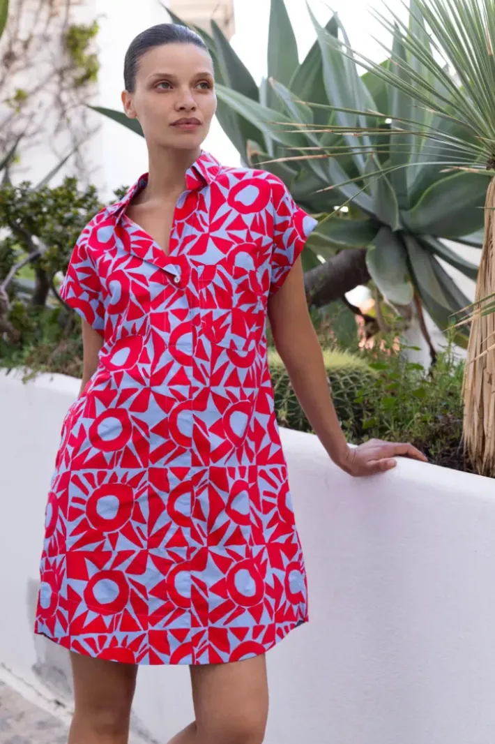 Hot Shirt Dress Mini- Eclipse Red Short & Mini Dresses|Dresses