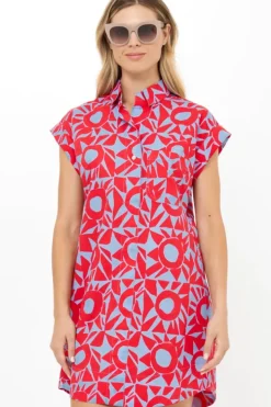 Hot Shirt Dress Mini- Eclipse Red Short & Mini Dresses|Dresses