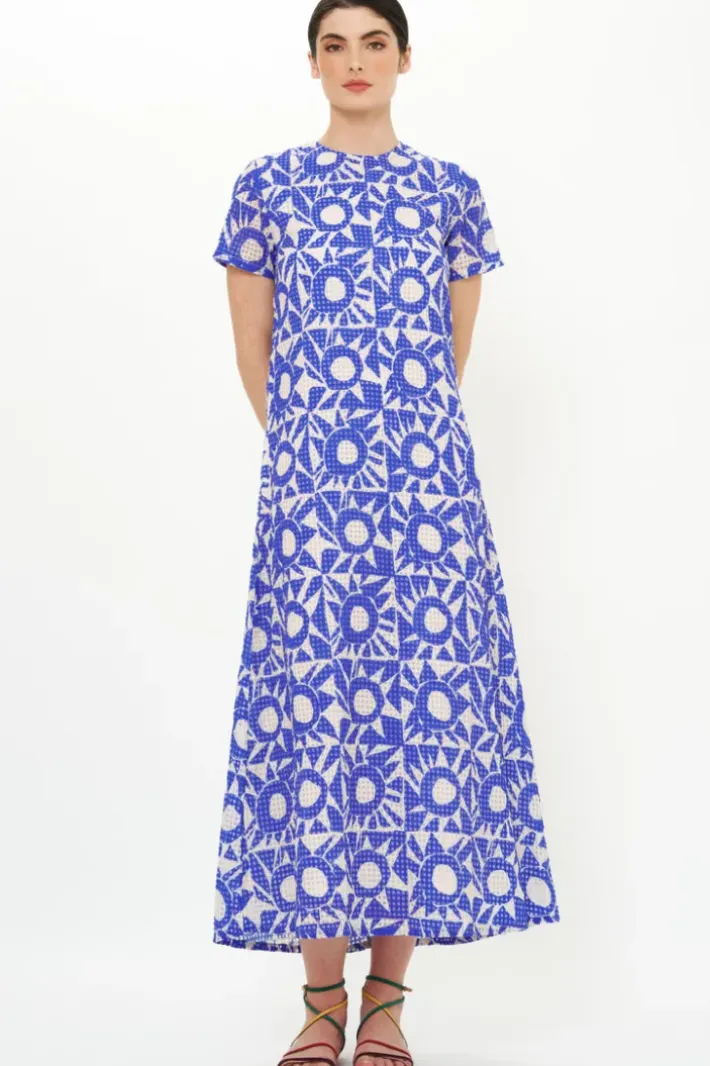 Short Sleeve Shift Maxi- Eclipse Blue Maxis|Dresses