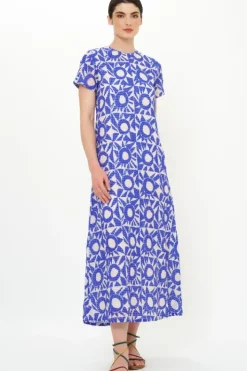 Short Sleeve Shift Maxi- Eclipse Blue Maxis|Dresses