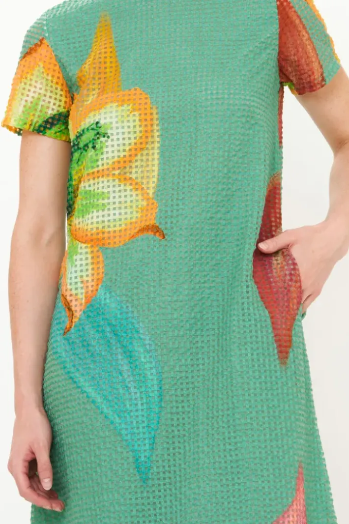 Clearance Short Sleeve Shift Maxi- Hibiscus Sage Maxis|Dresses