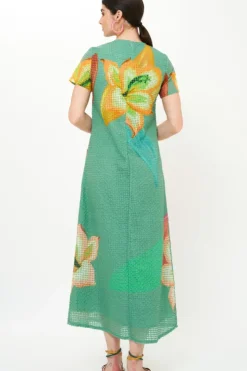 Clearance Short Sleeve Shift Maxi- Hibiscus Sage Maxis|Dresses