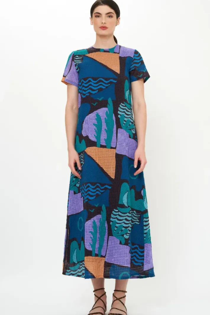Discount Short Sleeve Shift Maxi- Riviera Blue Maxis|Dresses