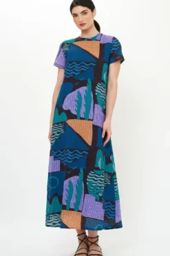 Discount Short Sleeve Shift Maxi- Riviera Blue Maxis|Dresses